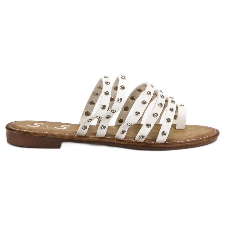 SHELOVET Papuče sa kamenčićima bijela