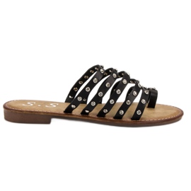 SHELOVET Papuče sa kamenčićima crna