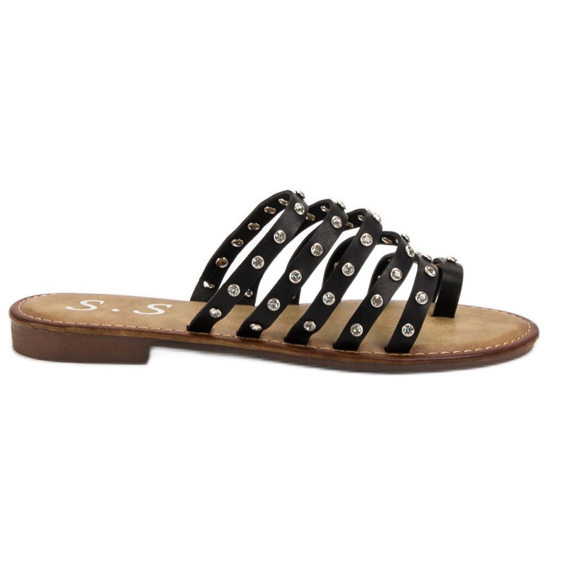 SHELOVET Papuče sa kamenčićima crno