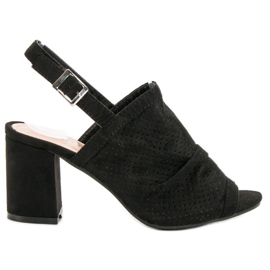 Sixth Sense Ažur sandale na šanku crna