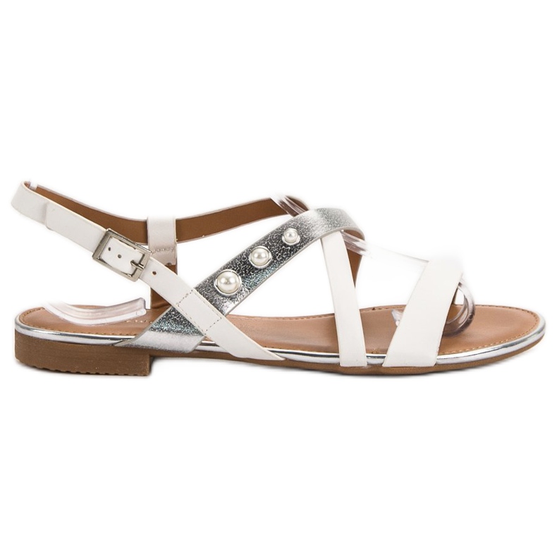 Small Swan Sandale s biserima bijela