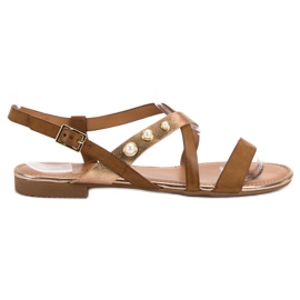 Small Swan Sandale s biserima smeđa