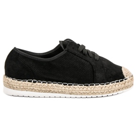 Ideal Shoes Espadrile na vezanje crna