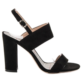 SHELOVET Crne sandale na šanku crna