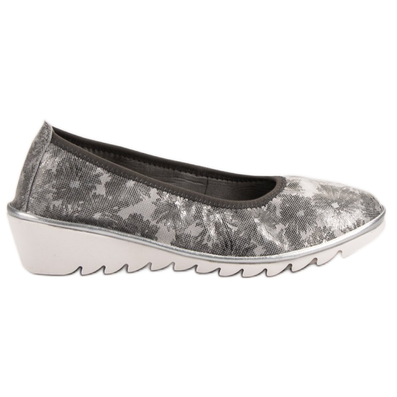 Filippo Svijetle sive kožne baletne cipele siva