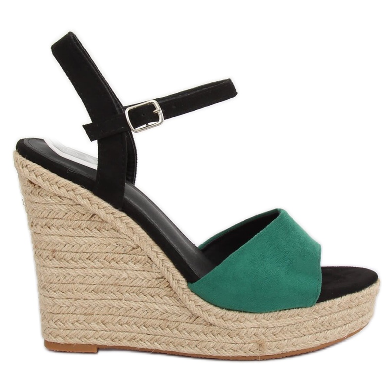 Zelene espadrile na klinovima LL-190 Zelene zelena