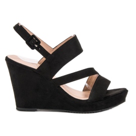 SHELOVET Sandale na klin crna