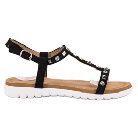 SHELOVET Crne sandale sa čavlima crna