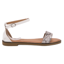 Laura Mode Klasične ravne sandale bijela višebojan