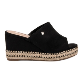 Best Shoes Sandale na klin crna