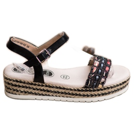 SHELOVET Sandale na platformi crna