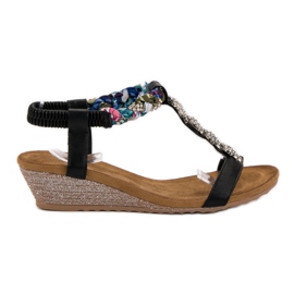 SHELOVET Sandale s ukrasima crna