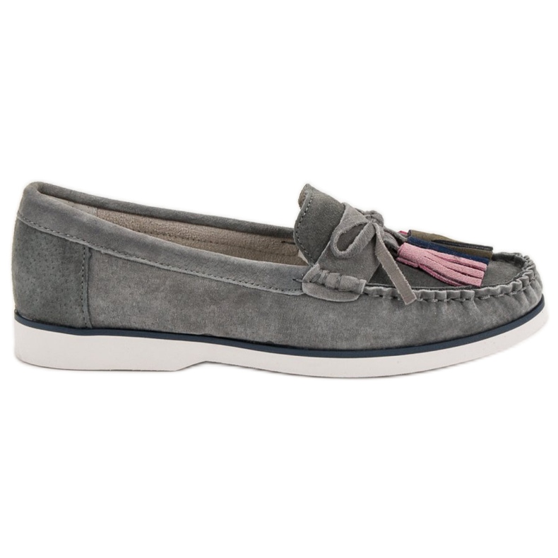 Filippo Kožne mokasine s resama siva