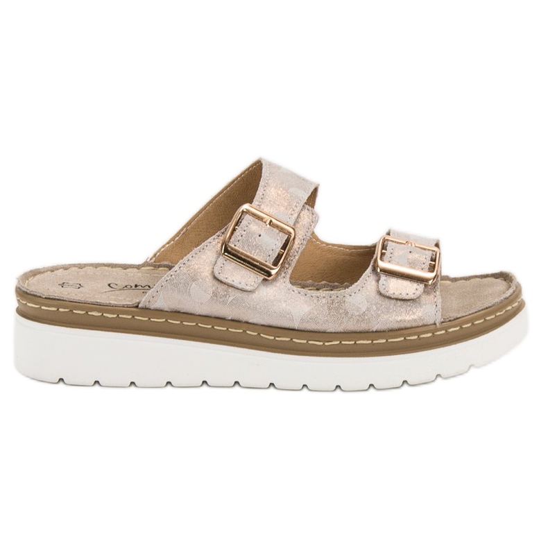 Filippo Udobne kožne papuče smeđa žuta boja