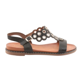 Sergio Leone Ženske sandale s crnim kamenčićima Sergia Leonea crno