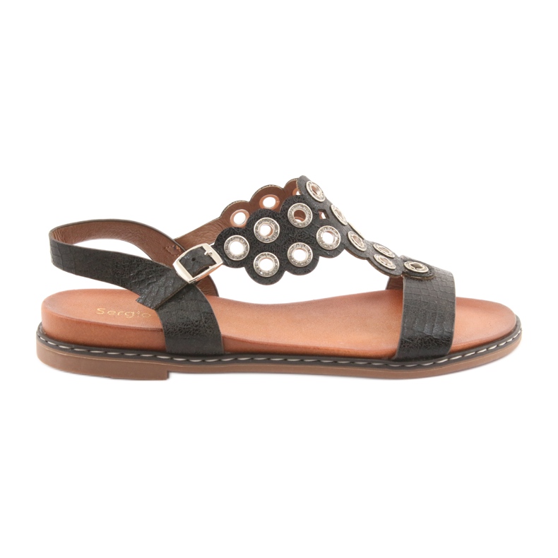 Sergio Leone Ženske sandale s crnim kamenčićima Sergia Leonea crno