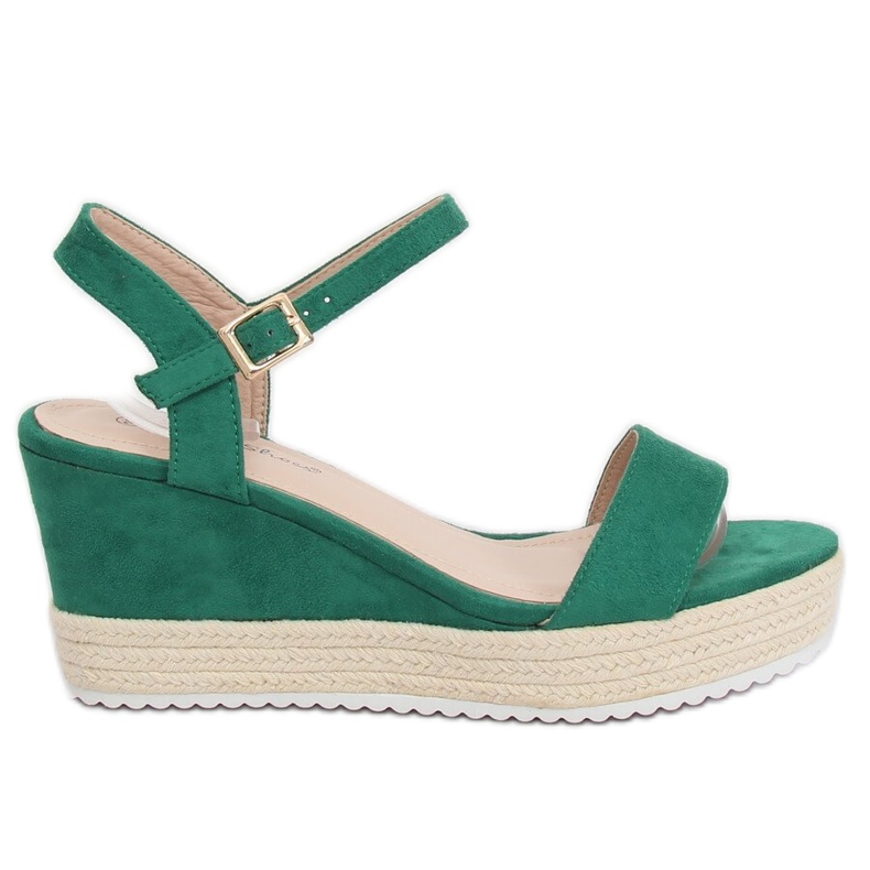 Zelene espadrile sandale na klin LY9109 Zelene zelena