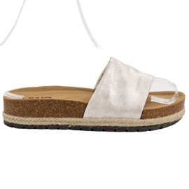 Kylie Sjajne srebrne papuče siva