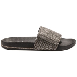 Best Shoes Papuče s kubnim cirkonijem crna