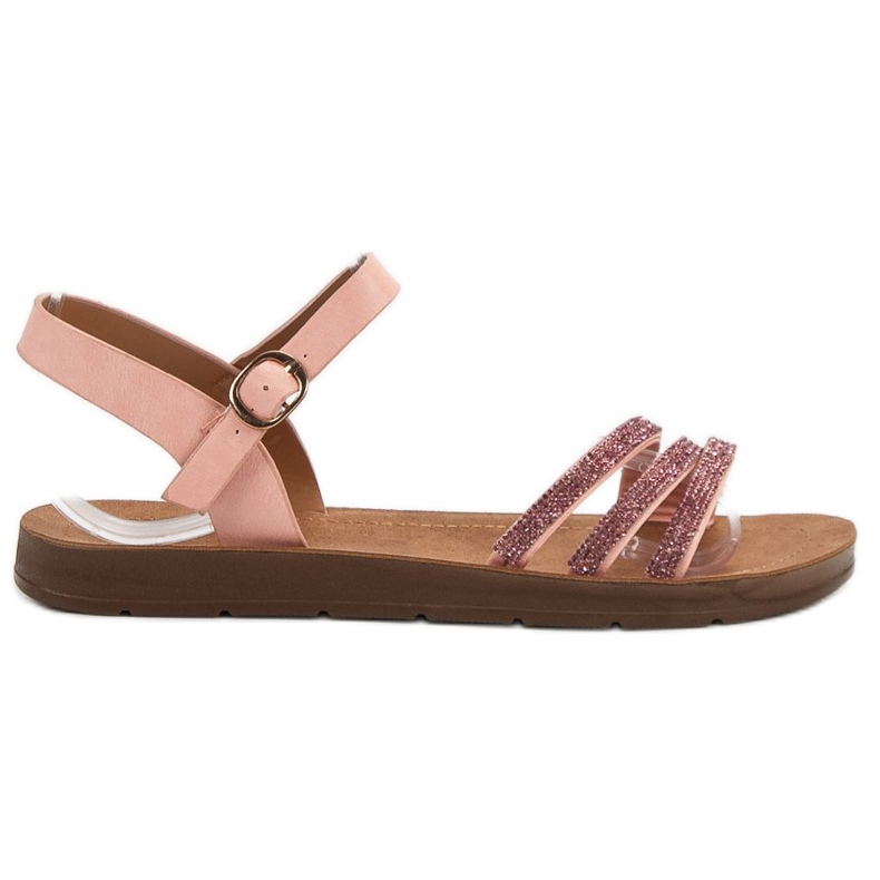 Camo Ravne sandale s kubnim cirkonijem ružičasta