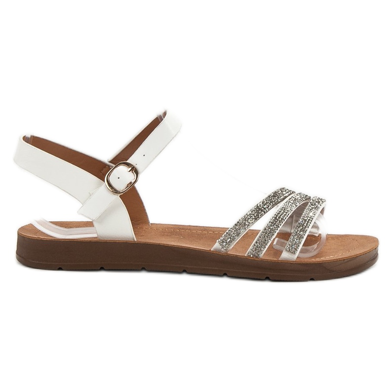 Camo Ravne sandale s kubnim cirkonijem bijela