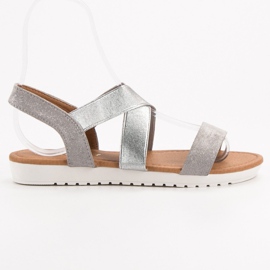 EXQUILY Srebrne sandale s gumicom siva