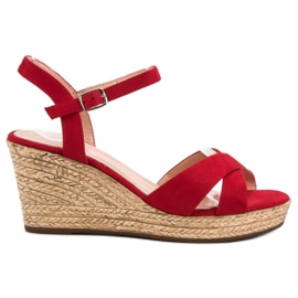 Best Shoes Crvene sandale na klin crvena