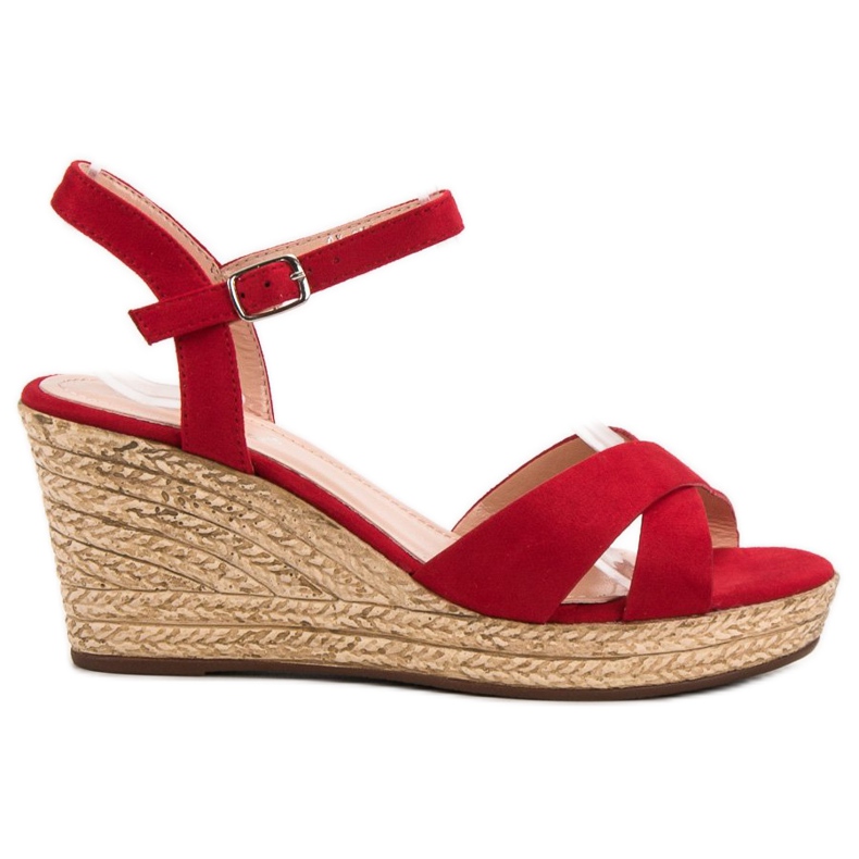 Best Shoes Crvene sandale na klin crvena