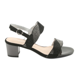 Sergio Leone Sandale na SK795 post crno s cirkonima crna