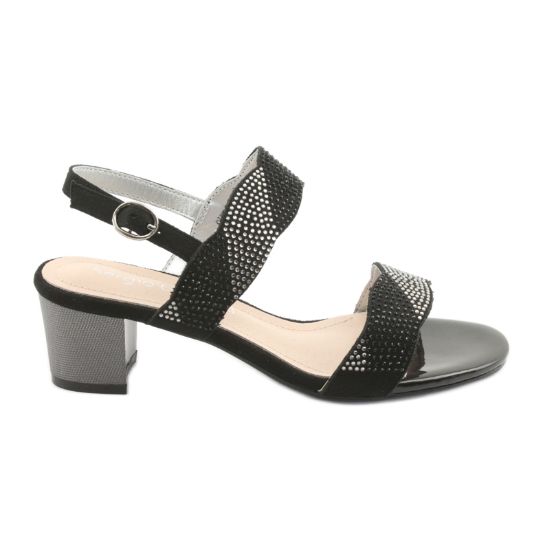 Sergio Leone Sandale na SK795 post crno s cirkonima