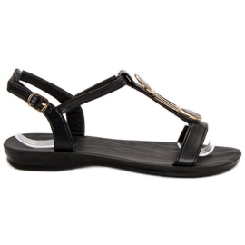 Camo Ležerne ravne sandale crna