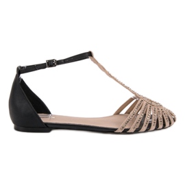 SHELOVET Modne sandale s kubnim cirkonijem crna smeđa