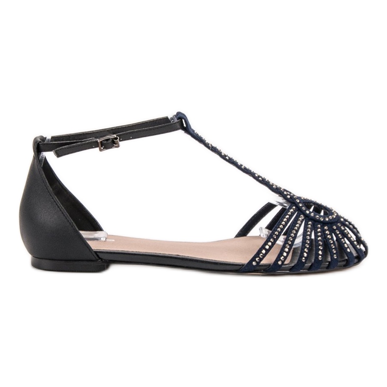 SHELOVET Modne sandale s kubnim cirkonijem crno plava