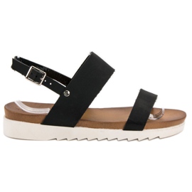 Best Shoes Crne ravne sandale crno