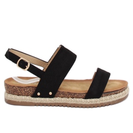 Crne sandale na plutenom potplatu CH-118 Black crna