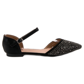 Primavera Pričvršćene balerine s kubnim cirkonijem crna