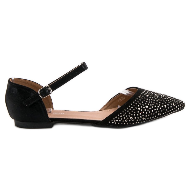 Primavera Pričvršćene balerine s kubnim cirkonijem crno