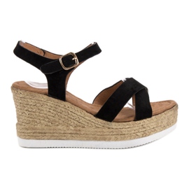 JESSY ROSS Crne sandale od antilopa crna