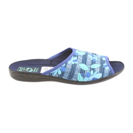 Ženske papuče s cvijećem Adanex 23863 tamnoplava plava zelena