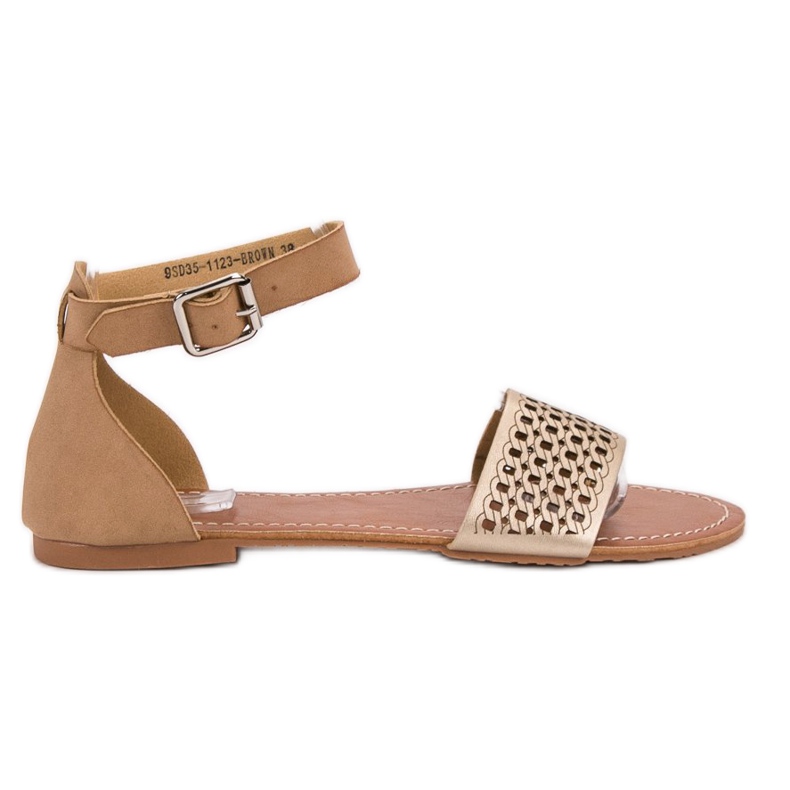 Evento Ažur sandale smeđa žuta boja