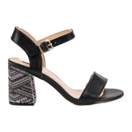 SDS Sandale s ukrasnom petom crna