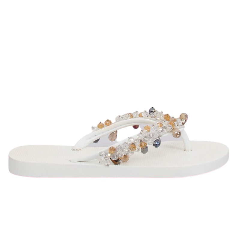 Bijele japanke s bijelim perlicama JH68 bijela