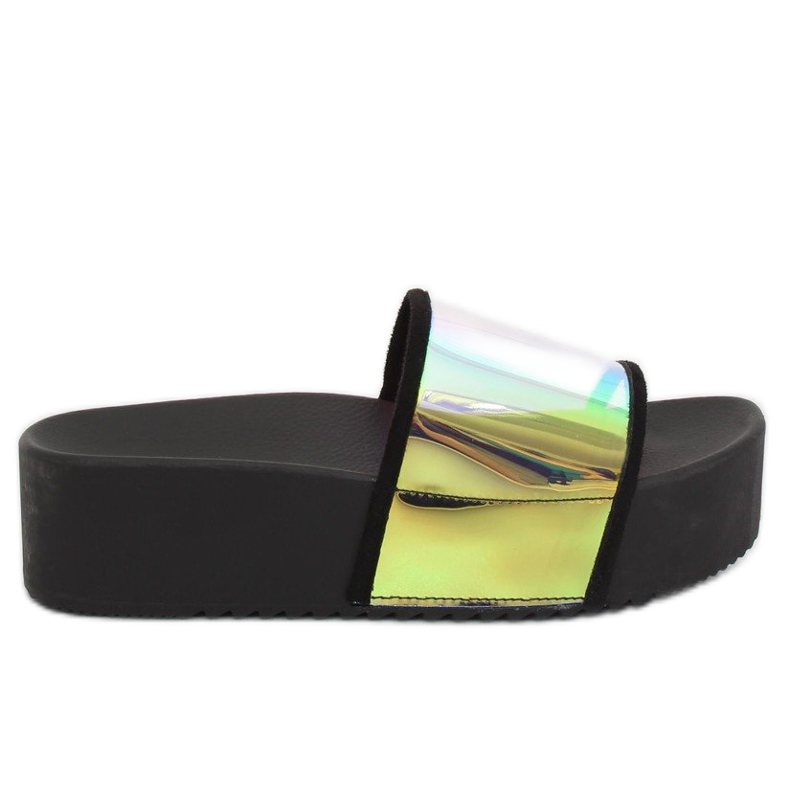 Holografske crne papuče CK81P Crne crno žuta boja