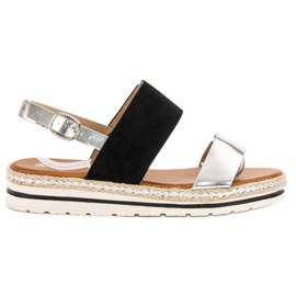 SHELOVET Udobne sandale crna siva