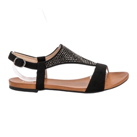 SHELOVET Sandale s kristalima crna