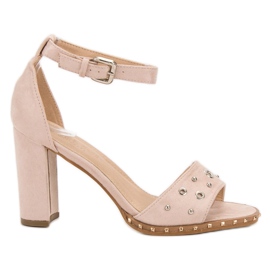 SHELOVET Sandale sa kamenčićima smeđa