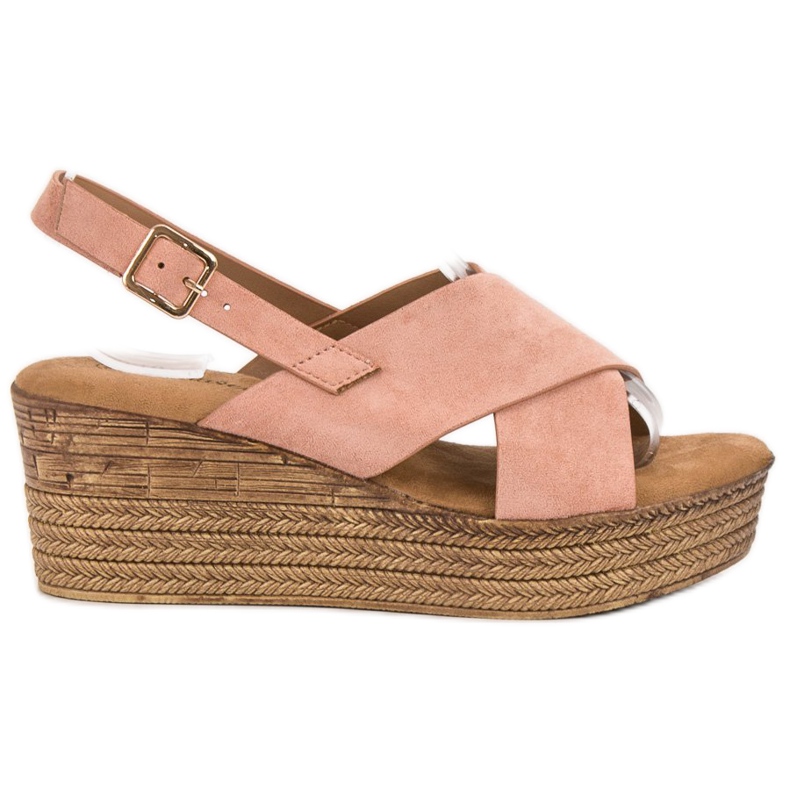 Primavera Sandale na klin u prahu ružičasta