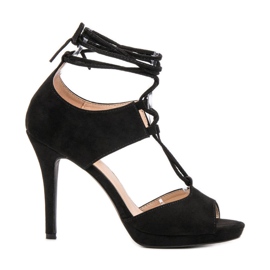 SHELOVET Vezane otvorene pete crna