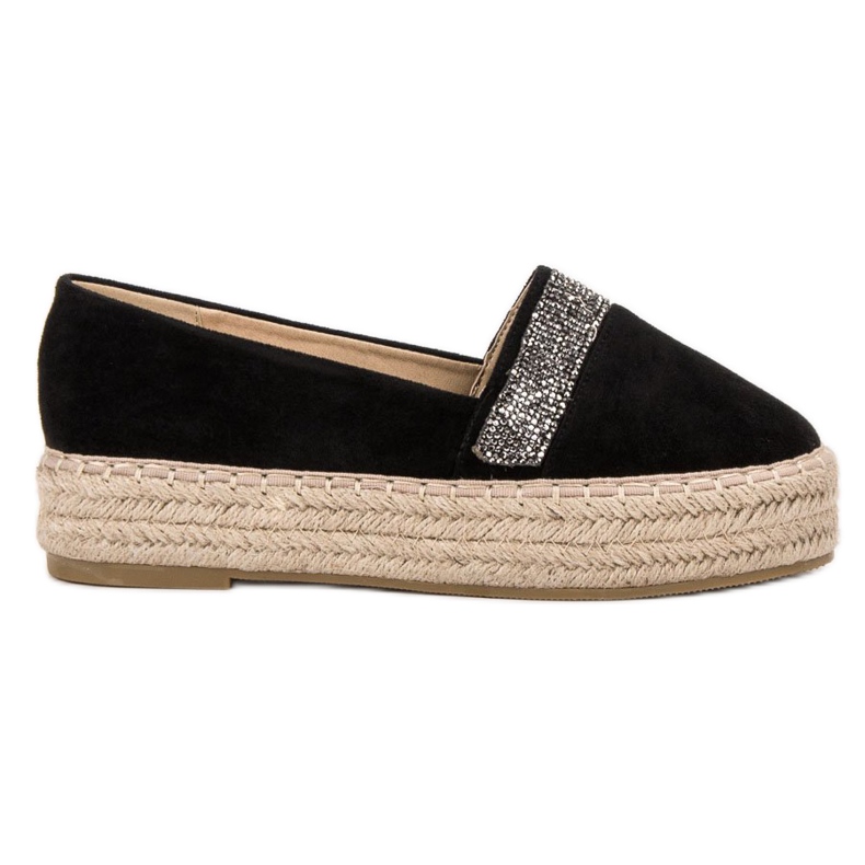 SHELOVET Espadrile s kristalima crno