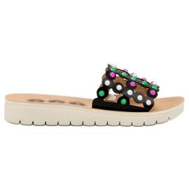 SHELOVET Ležerne ženske papuče crna višebojan